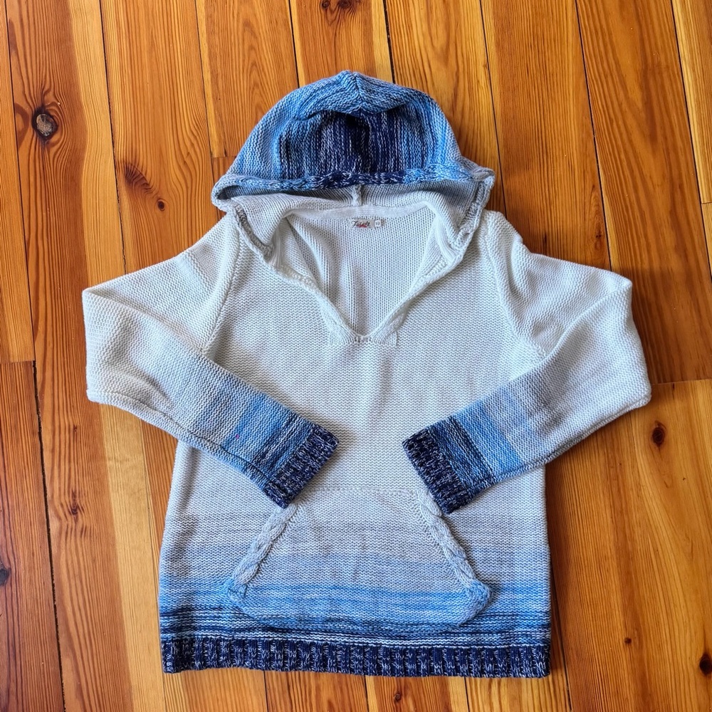 Faherty Blue and White Gradient Hooded Sweater
